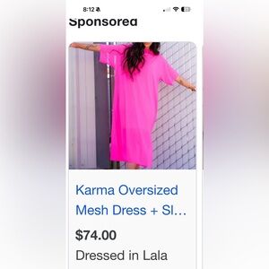 Dressed in lala nwt neon pink mesh dress size small